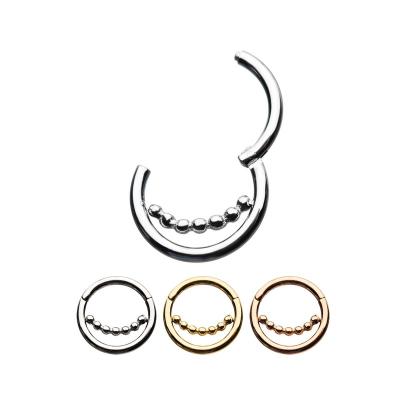 China FASHIONABLE Stainless Steel 16G Gold Septum Clicker Nose Ring Piercing With Ball Chain Hinged Segment Rings for sale