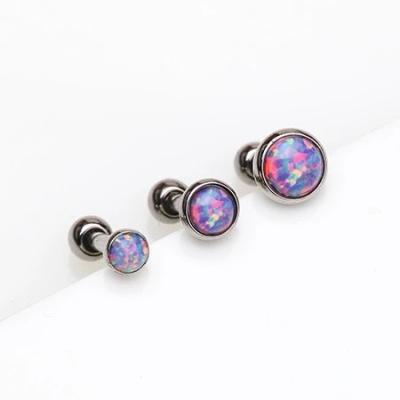 China 16Gauge Stainless Steel 3 4 5mm FASHIONABLE Opal Top Cartilage Tragus Barbell Stud Pack Earring Piercing for sale