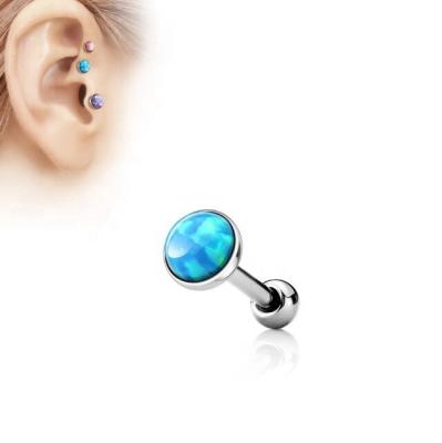 China Fashion 316L Purple 16G Purple 16G Opal Top Ear Tragus Helix Conch Cartilage Barbell Blue Flat Tragus Surgical Steel Piercing Jewelry for sale