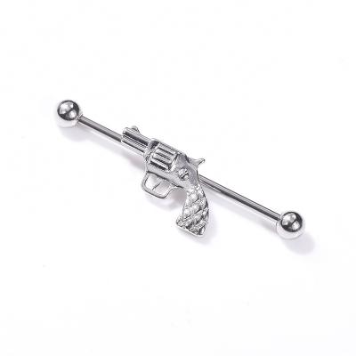 China 2020 Fashion 2020 Fashion Stainless Steel 14Gauge 38mm Long Gun Barbell Earrings Ear Cartilage Piercing Straight Bar Stud Industrial Body for sale