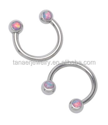 China Stainless Steel 18g Opal Circular Barbell Purple Fashion Style for sale