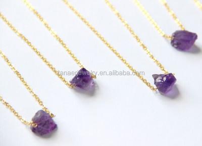 China Decorate 2015 Popular Raw Crystal Clear Power Amethyst Necklace Rock Crystal Pendant Necklace for sale