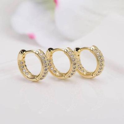 China 2021 Trendy Shape Wholesale Good Quality Dubai 14k Gold Circle Gold Plated Earrings Diamond Jewelry for sale