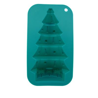 China China Wholesale BPA Free Sustainable Cheap Green Christmas Tree Form Fondant Silicone Cake Molds for sale