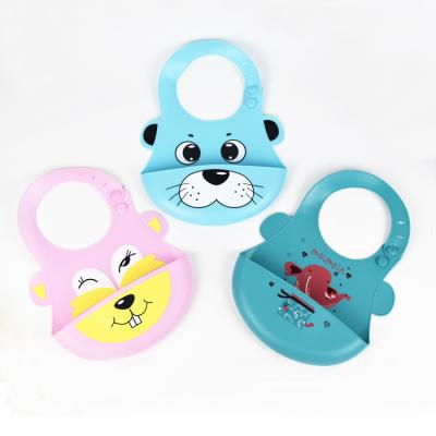 China Amazon Antibacterial Hot Selling Unique Food Grade Silicon Baby Washable Weaning Bibs With Catcher for sale