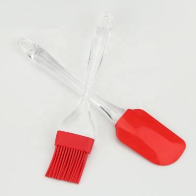 China Sustainable Tool Instrument Kitchen Bakeware Set Transparent Plastic Handle Silicone Pastry Brush Spatula for sale