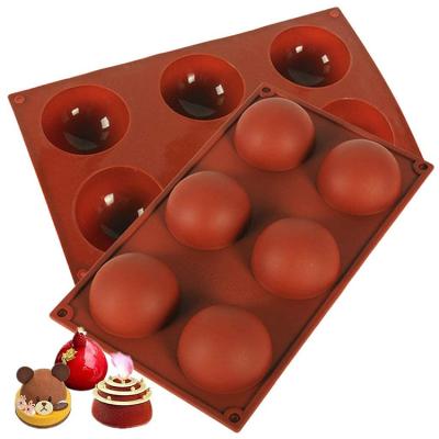 China Sustainable Custom Logo 6 Cavities Hot Chocolate Bomb Mold Half Round Silicone Cake Molds for sale