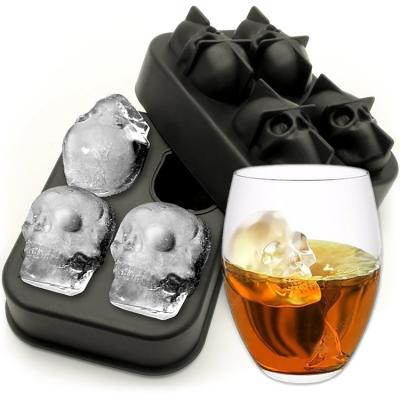 China Customized Viable DIY Whiskey Ice Cube Silicone Skull Ice Cube Mold For Making Ice Ball for sale