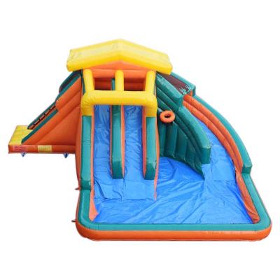 China Small commercial backyard inflatable splash pool water slide inflatable water slide playgruond for kids for sale