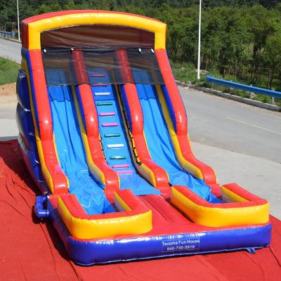 China Commercial Best Selling Backyard Cheap Inflatable Kids Inflatable Water Lane Doubles Wet Dry Slide For Sale for sale