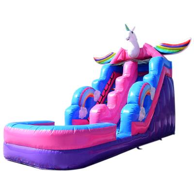 China Cheap kids commercial small waterslide unicorn inflatable water slide for sale for sale