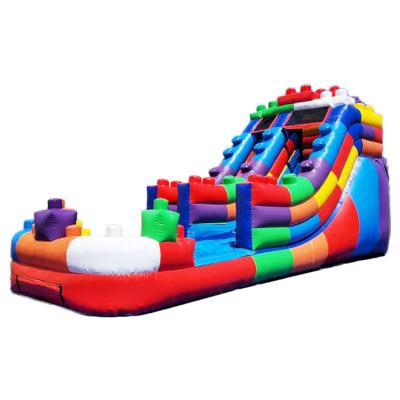 China Cheap Blockbuster Building Block Kids Commercial Swimming Pool Small Waterslide Inflatable Water Slide for sale