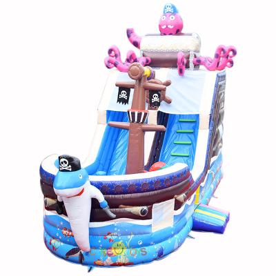 China Commercial Cheap Kids Inflatable Pirateship Inflatable Slide Boat Pirate Octopus Bouncy Castle For Sale for sale