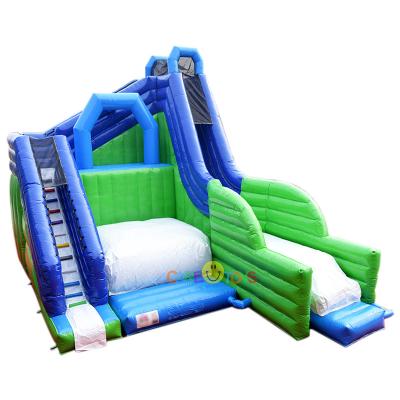 China Commercial huge outdoor commercial jump n slide inflatable slide with waterfall jump vertical landing pad amusement park rides for sale for sale