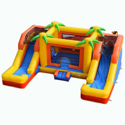 China Commercial rainforest rapid bounce house with slide high quality inflatable jumping castle moonwalk with combo slide on sale for sale