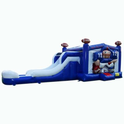 China Party Commercial Combined Hire Kid's Slide Bouncer Rugby Player Rugby Jumper Bounce House Inflatable Bounce House With Combo Slide for sale