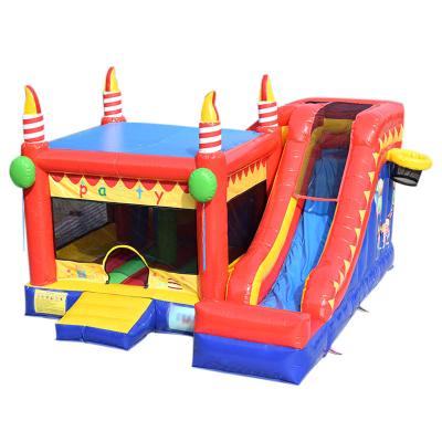 China Commercial Moonwalk Inflatable Combo Slide Birthday Cake Jumping Castle For Kids For Party for sale