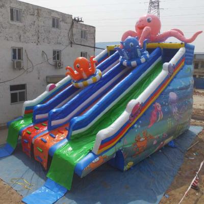 China seaworld commercial theme octopus swimming pool inflatable water park slide for sale for sale