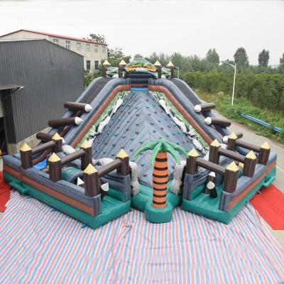 China Large Island Rock Mountain Obstacle Course Commercial Inflatable Climbing Wall Inflatable Slide With Obstacle Course For Sale for sale