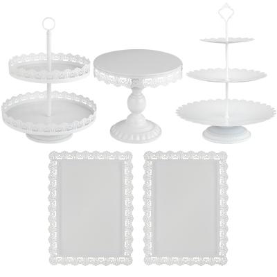 China Sturdy 5 Pieces Metal Cake Stand Set Dessert Display Dish Decor Serving Tray For Party Wedding Birthday for sale