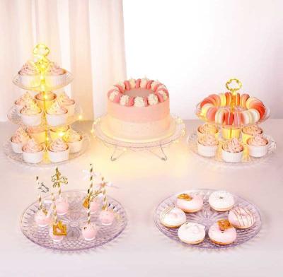 China Bonus string lights x3; Lightweight ; reusable and easy to install set of 5 pieces of Crystal Clear Cupcake Stand PS with lightweight strings perfect for wedding birthday party gold struts for sale