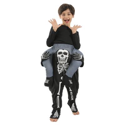 China Polyester Factory Halloween Party Kids Costumes Skeleton Funny Ride On The Back On The Skull Illusion Fancy Riding Costume for sale