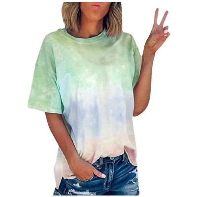 China XH QUICK DRY Wholesale Custom Women's T-shirt100% Sleeveless Polyester Shorts Tie Dye Graphic T-Shirts Women for sale