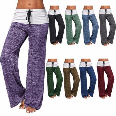 China 2024 Anti-Wrinkle Wide Leg Pants Waist Pants Tops Loosen Leggings Women Patchwork Yoga for sale