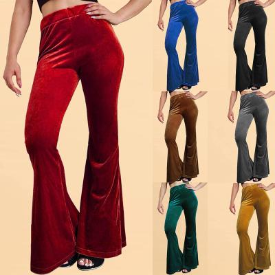 China Anti-Wrinkle XH Women European American Wide Leg Pants Yoga Pants Shapes High Waist Casual Solid Elastic Velvet Pants for sale