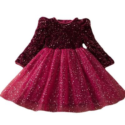 China Anti-wrinkle TX Girls Princess Party Dresses Kids Birthday Wedding Party Prom Dress Spring Autumn Long Sleeve Children's Dress for sale