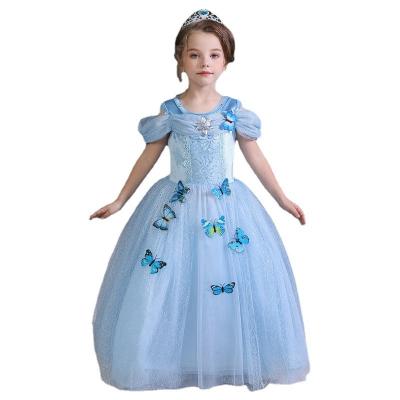 China Breathable TX Party Ball Kids Dress Girls Halloween Shiny Butterfly Decoration Clothes Kids Princess Dress for sale