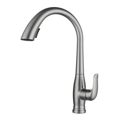 China Modern Brushed Nickel Kitchen Faucet With Pull-Out Spout 304 Pull Down Sink Mixer Taps for sale