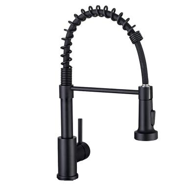 China Modern spring pull out black kitchen faucets with pull down sprayer torneira cozinha for sale