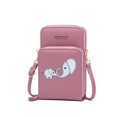 China One Shoulder/Hand Diagonal/Hand Transparent Mobile Phone Mini Girl Cartoon Wallet Bag Fashion Korean Cute Cross-body Wallet Mobile Phone Touch Screen Sling Bag for sale