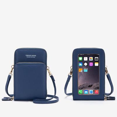 China New Mini Mobile Phone Bag Leather Cell Phone Bag Shockproof Stylish Universal Double Zipper for sale