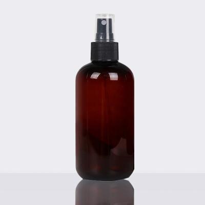 China 250ml 8oz Amber Color Cosmetic PET Mist Pump Perfume Plastic Fine Spray Bottle For Toning Water Alcohol Hair Oil for sale