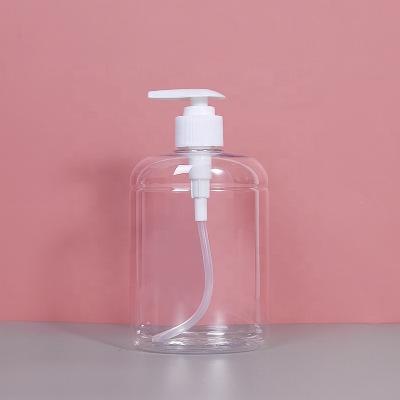 China Factory Price Wholesale 500ml Cosmetic Clear Plastic Round Shampoo Pressure Pump Bottle for sale