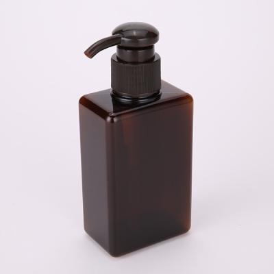 China Stock Amber Plastic Bottle Oil Pump Square Shampoo Bottles 150ml 250ml 280ml 450ml 650ml PETG With Small Quantity for sale