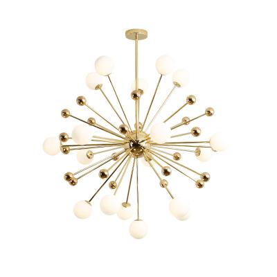 China Modern Design French Creative Villa Stairwell Living Room High Rise Shape Plating Dandelion Gold Chandelier for sale