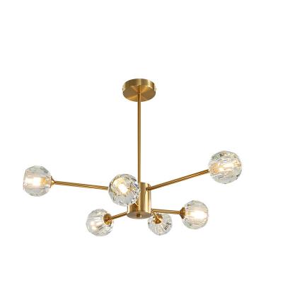 China Modern Nordic Style Fashiondining Room Bedroom Lamps Wrought Iron Crystal Ball Living Room Chandelier for sale