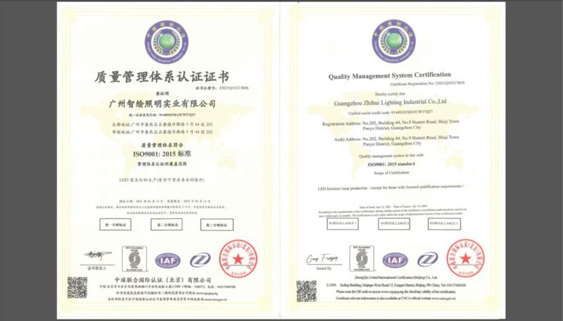 ISO9001 - Guangzhou Zhihui Lighting Industrial Co., Ltd.