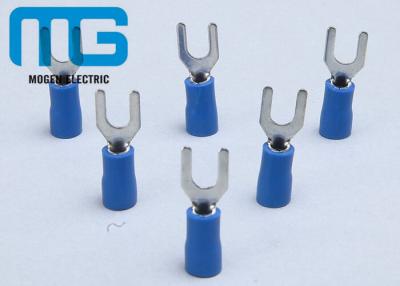 China SV 1.25-4 blue insulator copper Insulated Wire Terminals spade female wire terminals for sale