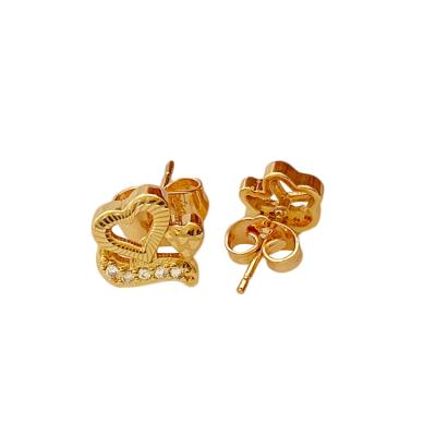 China FASHIONABLE Bangladesh Style Zircon Setting Wholesale Saudi Gold Plated Stud Earring Earring For Women for sale