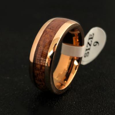 China FASHIONABLE Amazon Barrelgn Wood Inlay Tungsten Wedding Band Ring For Men 8mm Width Thickness 3mm Ring Wholesale for sale