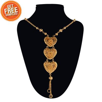 China TRENDY Saudi Gold Plated Necklace Fashion Zircon Couple Heart Shape Nice Pendant For Women for sale