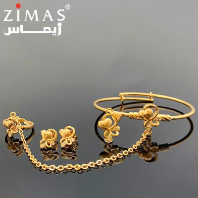 China Dubai Jewelry Set FASHION Hot Sale Gold Plated Bracelet Set For Kids Party Gift Zircon Ring Sets for sale