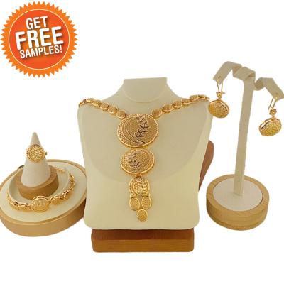 China TRENDY Made In China Wedding Jewelry Set Gold Plated Copper Alloy Set Africa Fashion Necklace Jewelry Sets for sale