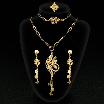 China Wholesale FASHIONABLE Elegant 24K Gold Plated Earring Pendant Jewelry Sets 4piece Jewelry Set For Women for sale