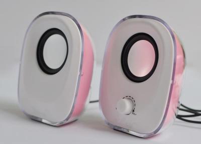 China Dual Channel Small Desktop Speakers 6 Watt USB With LED Lights for sale