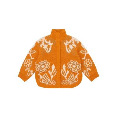 China Factory Wholesale Winter Anti-pilling Girls Jacquard Wrap Cardigan Customized Long Sweater for sale